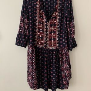 Dark blue dress with silver sequence on top part